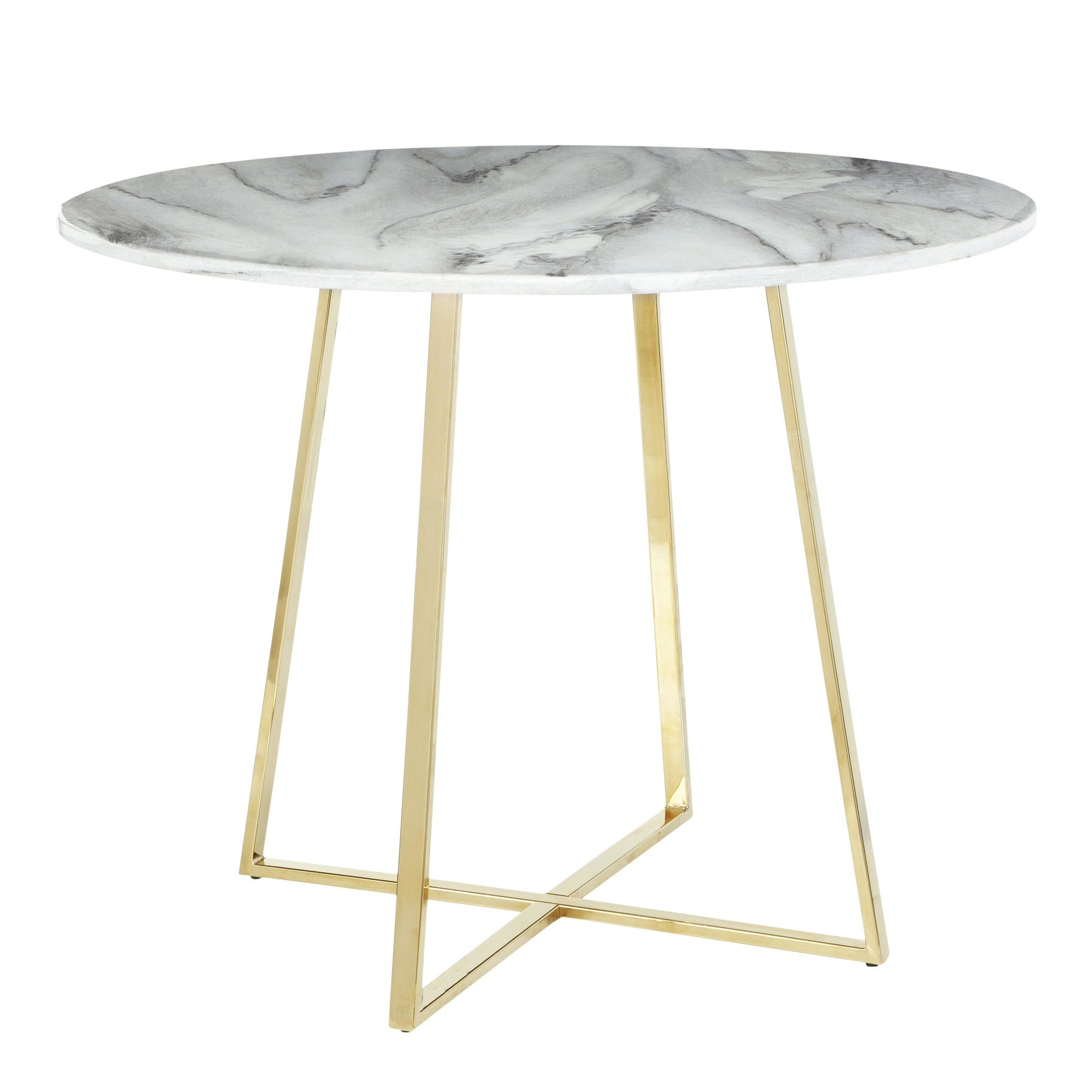 Cosmo Dining Table - Gold Metal, White Marble