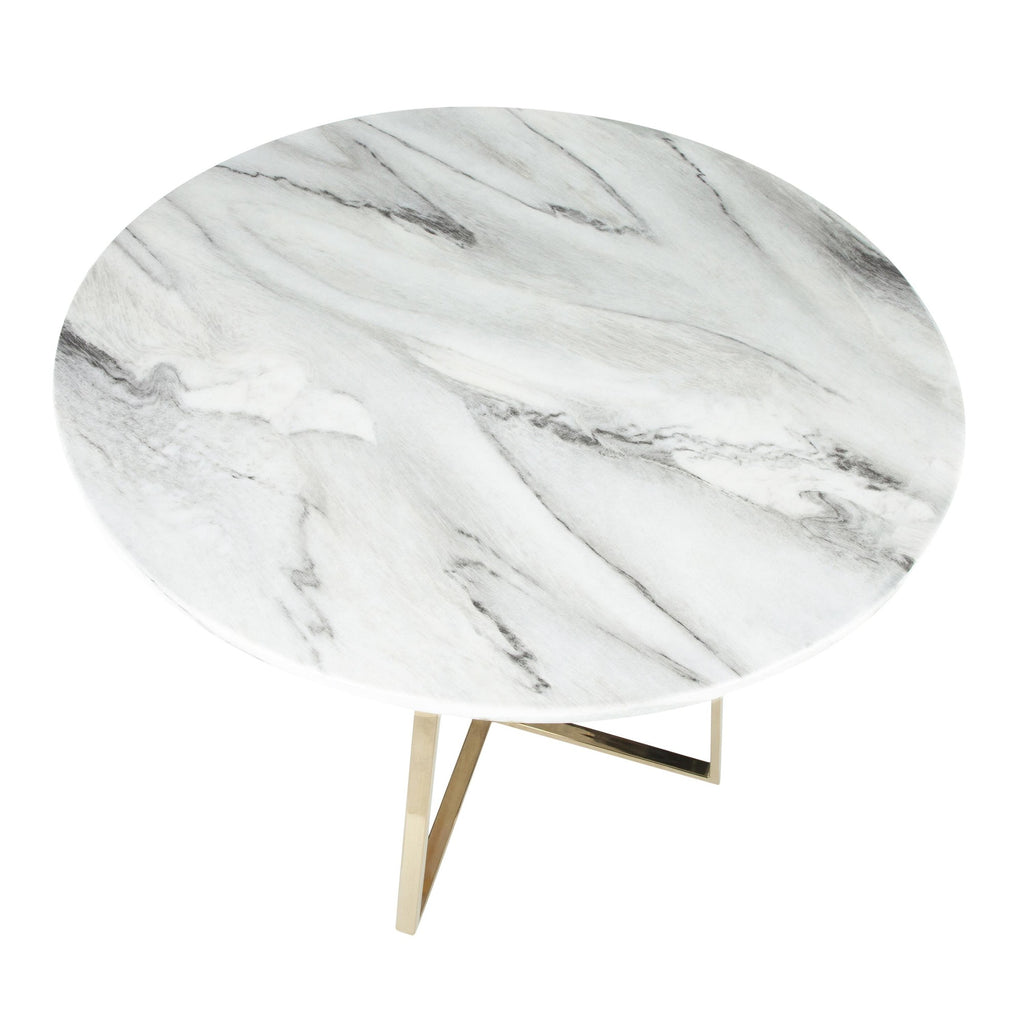 Cosmo Dining Table - Gold Metal, White Marble