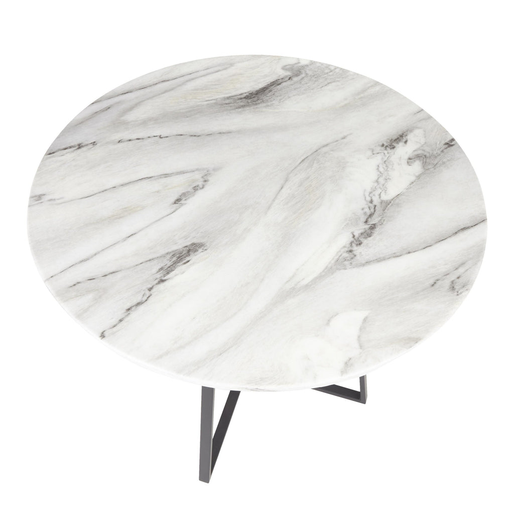Cosmo Dining Table - Black Metal, White Marble