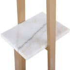 Cosmo Shelf Floor Lamp - White Marble, Gold Metal, White Linen