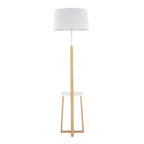 Cosmo Shelf Floor Lamp - White Marble, Gold Metal, White Linen