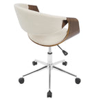 Curvo Office Chair - Chrome, Walnut Wood, Cream Fabric