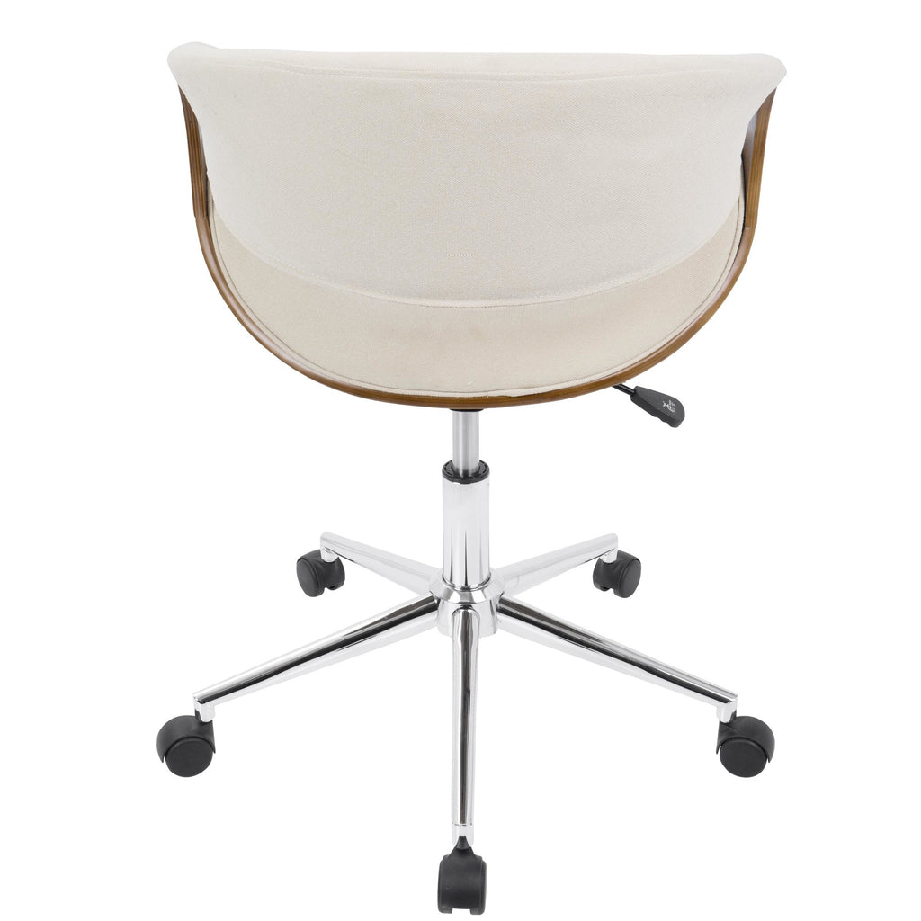 Curvo Office Chair - Chrome, Walnut Wood, Cream Fabric