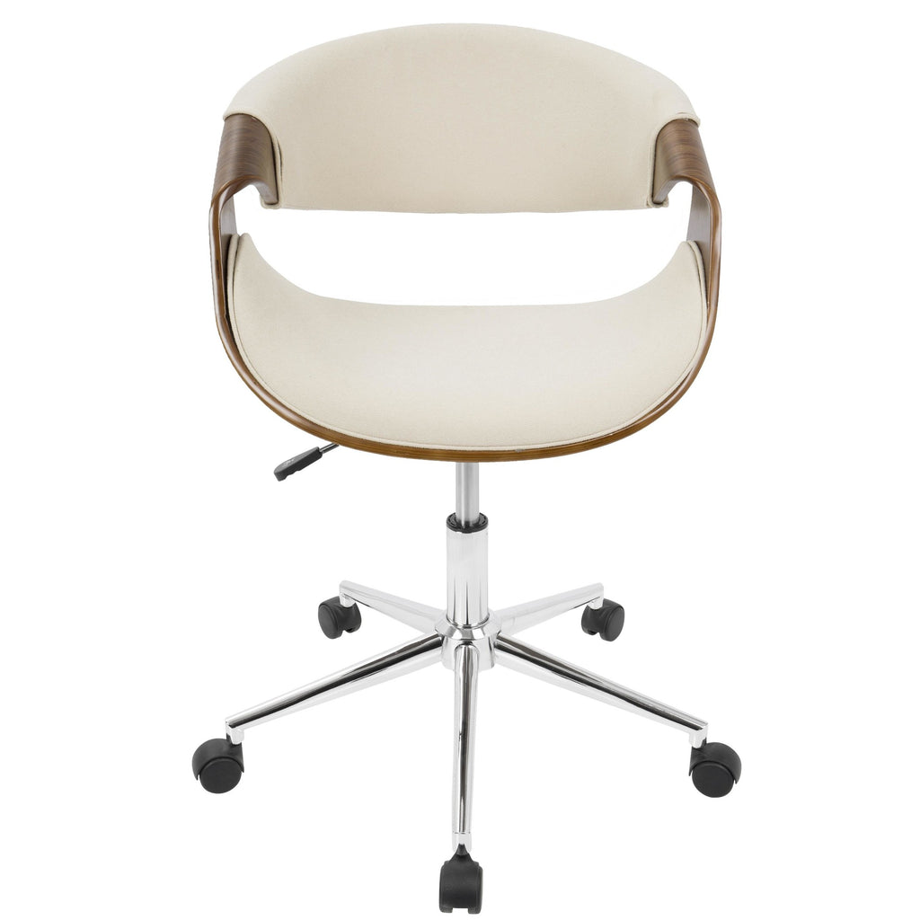 Curvo Office Chair - Chrome, Walnut Wood, Cream Fabric