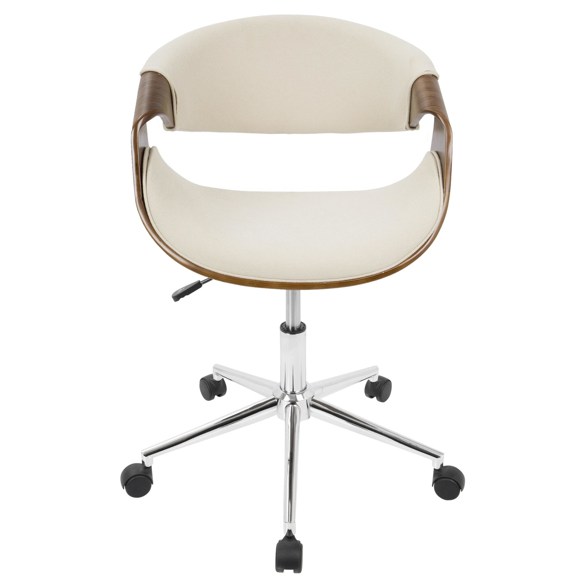 Curvo Office Chair - Chrome, Walnut Wood, Cream Fabric