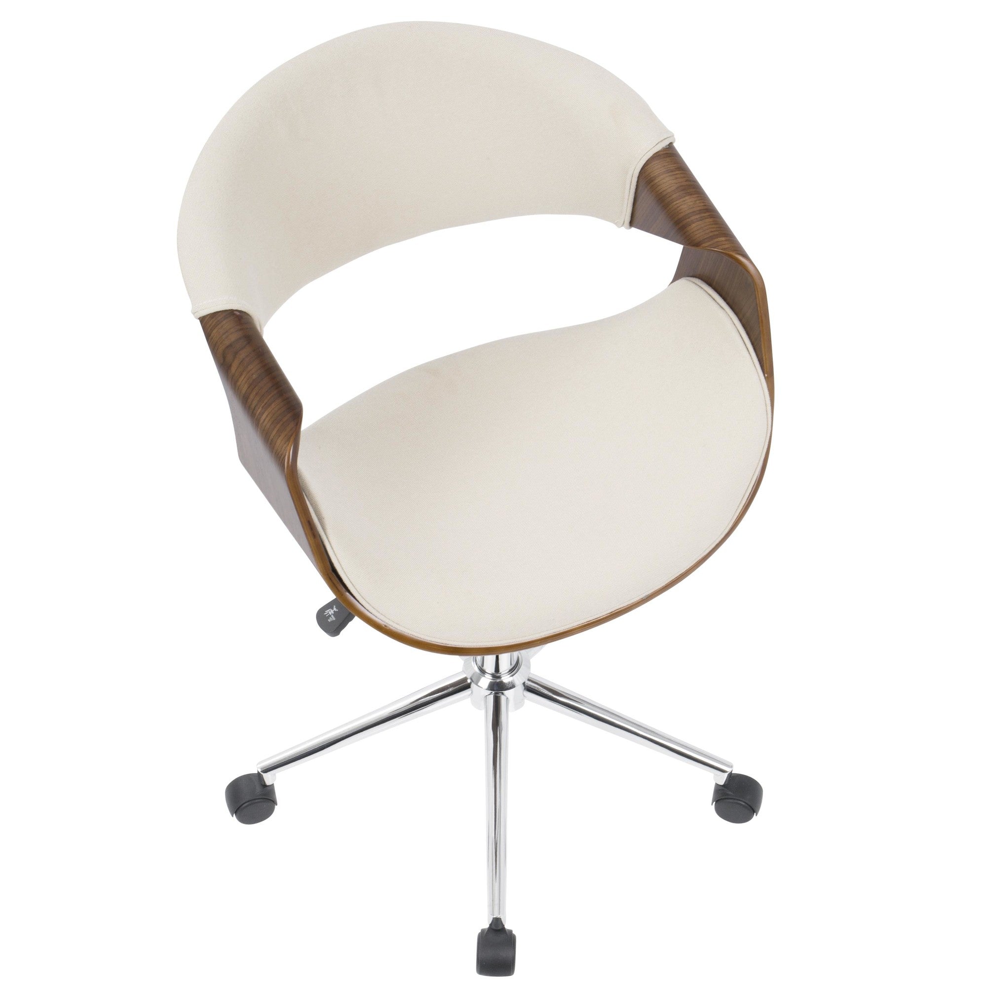 Curvo Office Chair - Chrome, Walnut Wood, Cream Fabric