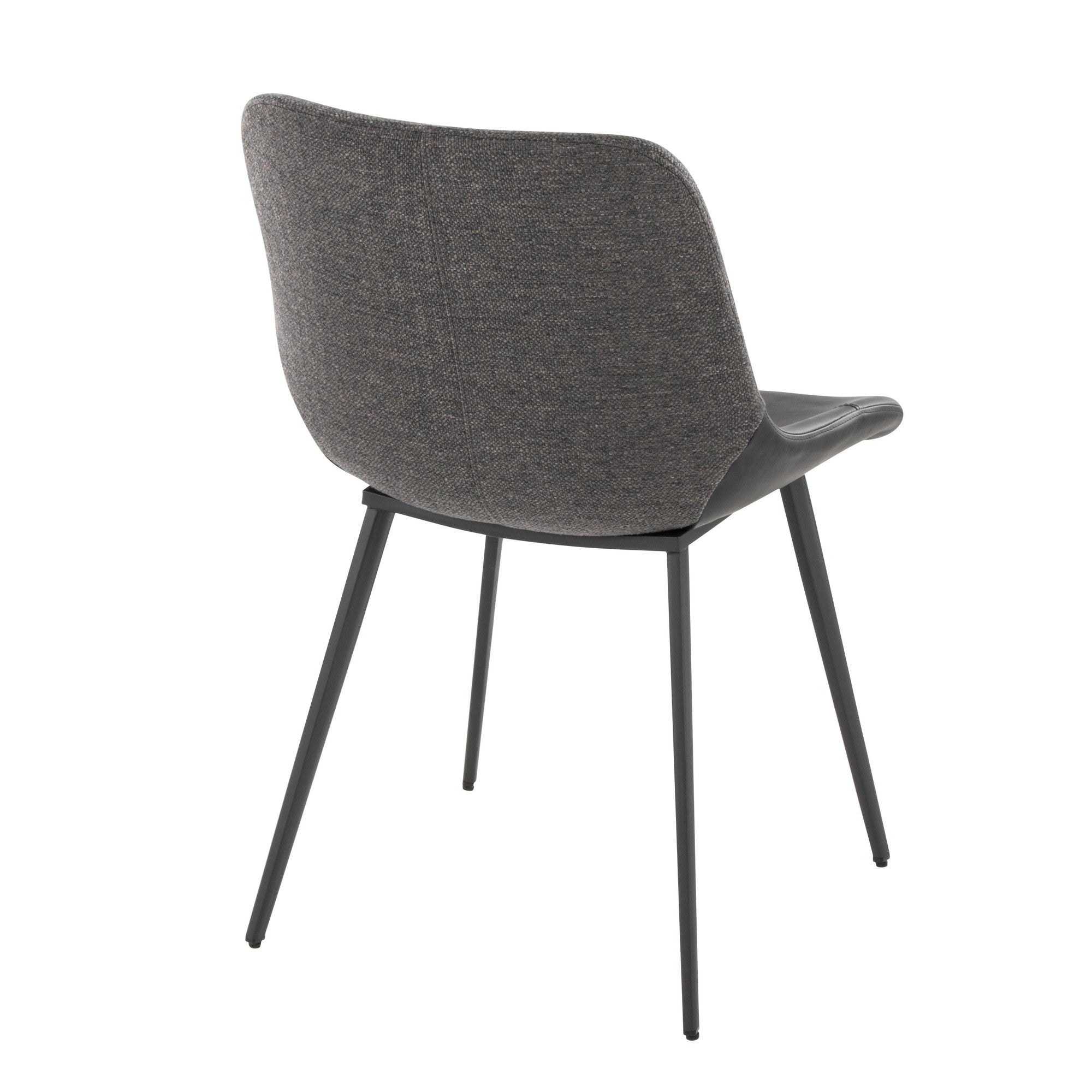Outlaw Two-tone Chair - Set of 2 - Black Metal, Black PU, Grey Fabric