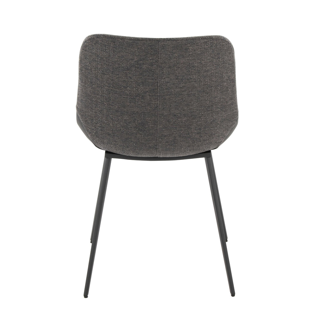Outlaw Two-tone Chair - Set of 2 - Black Metal, Black PU, Grey Fabric
