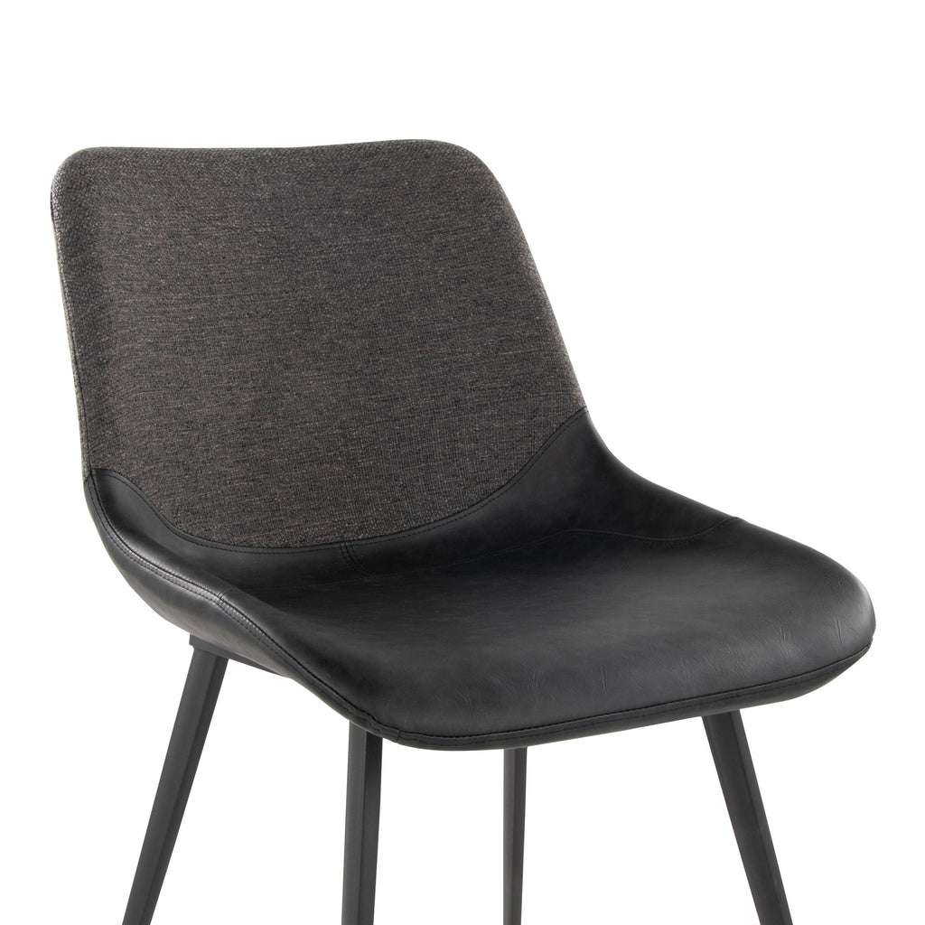 Outlaw Two-tone Chair - Set of 2 - Black Metal, Black PU, Grey Fabric