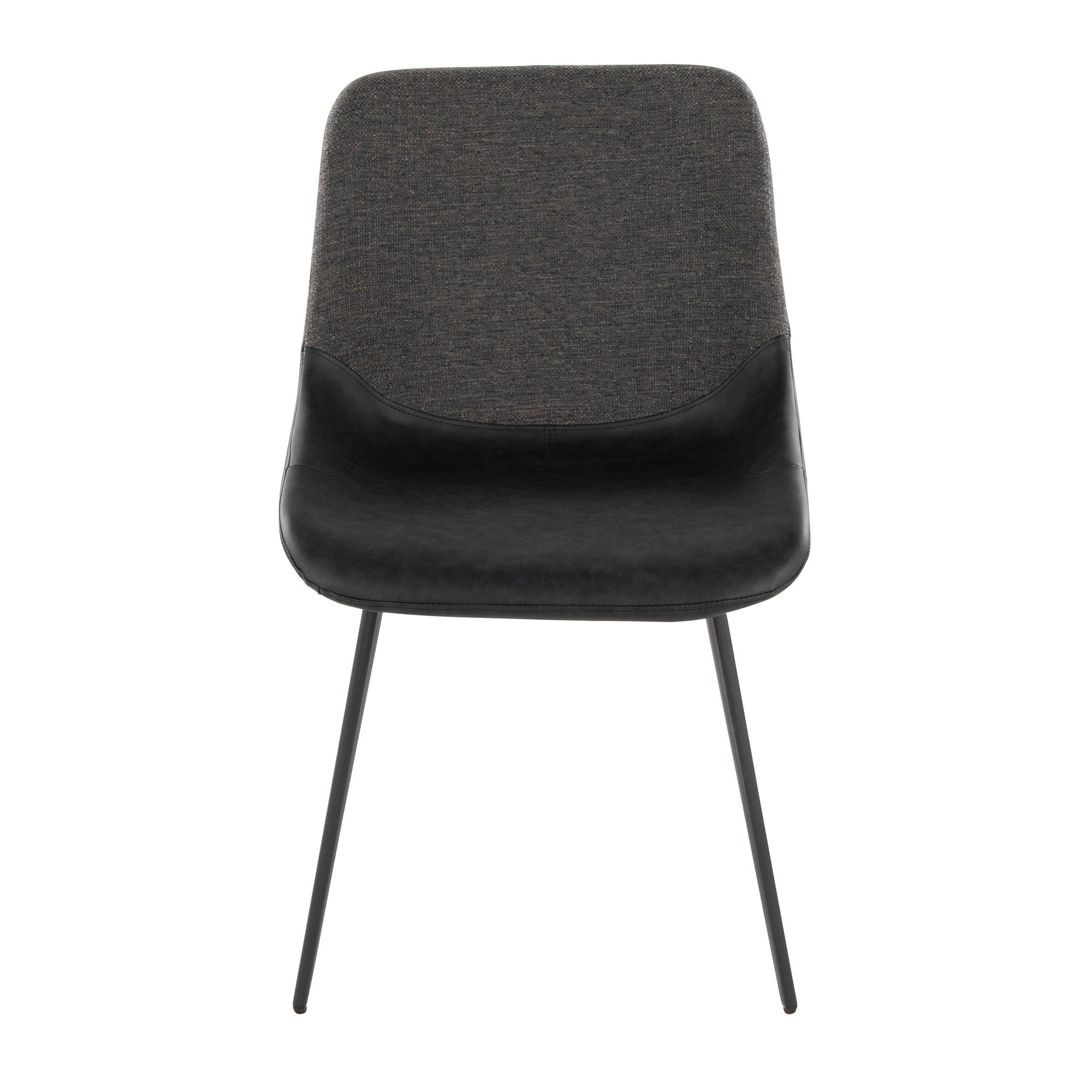 Outlaw Two-tone Chair - Set of 2 - Black Metal, Black PU, Grey Fabric
