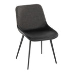 Outlaw Two-tone Chair - Set of 2 - Black Metal, Black PU, Grey Fabric