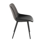 Outlaw Two-tone Chair - Set of 2 - Black Metal, Black PU, Grey Fabric