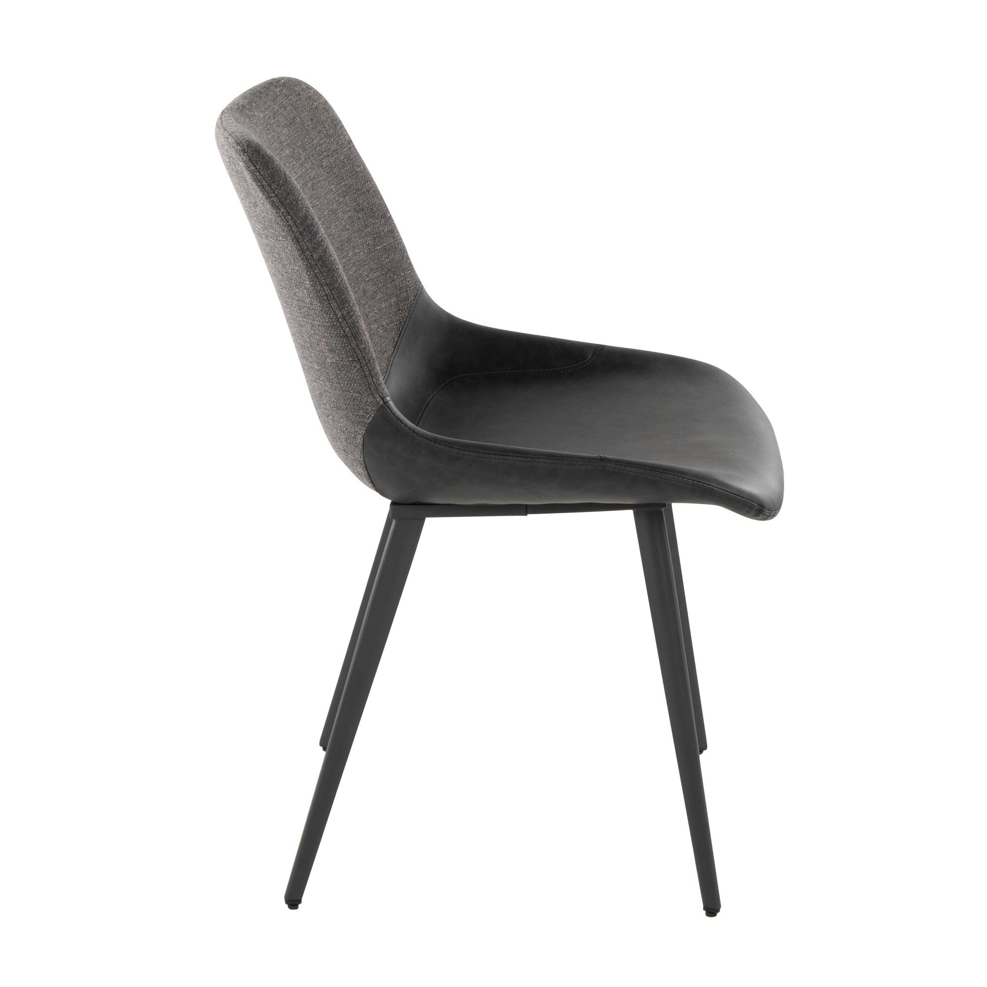 Outlaw Two-tone Chair - Set of 2 - Black Metal, Black PU, Grey Fabric