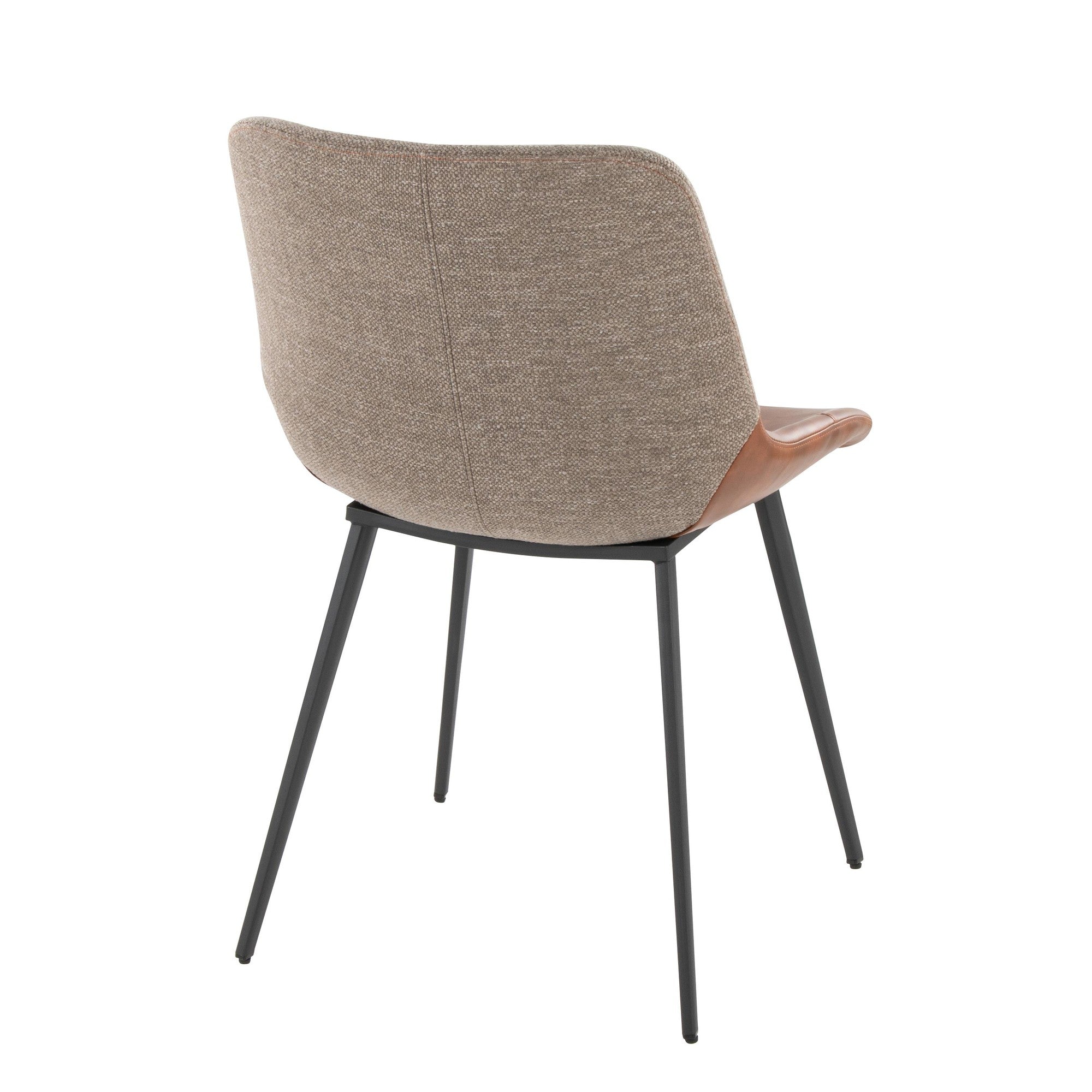 Outlaw Two-tone Chair - Set of 2 - Black Metal, Espresso PU, Brown Fabric