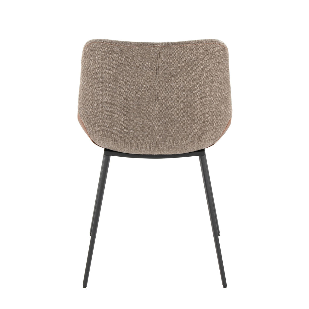 Outlaw Two-tone Chair - Set of 2 - Black Metal, Espresso PU, Brown Fabric