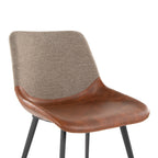 Outlaw Two-tone Chair - Set of 2 - Black Metal, Espresso PU, Brown Fabric