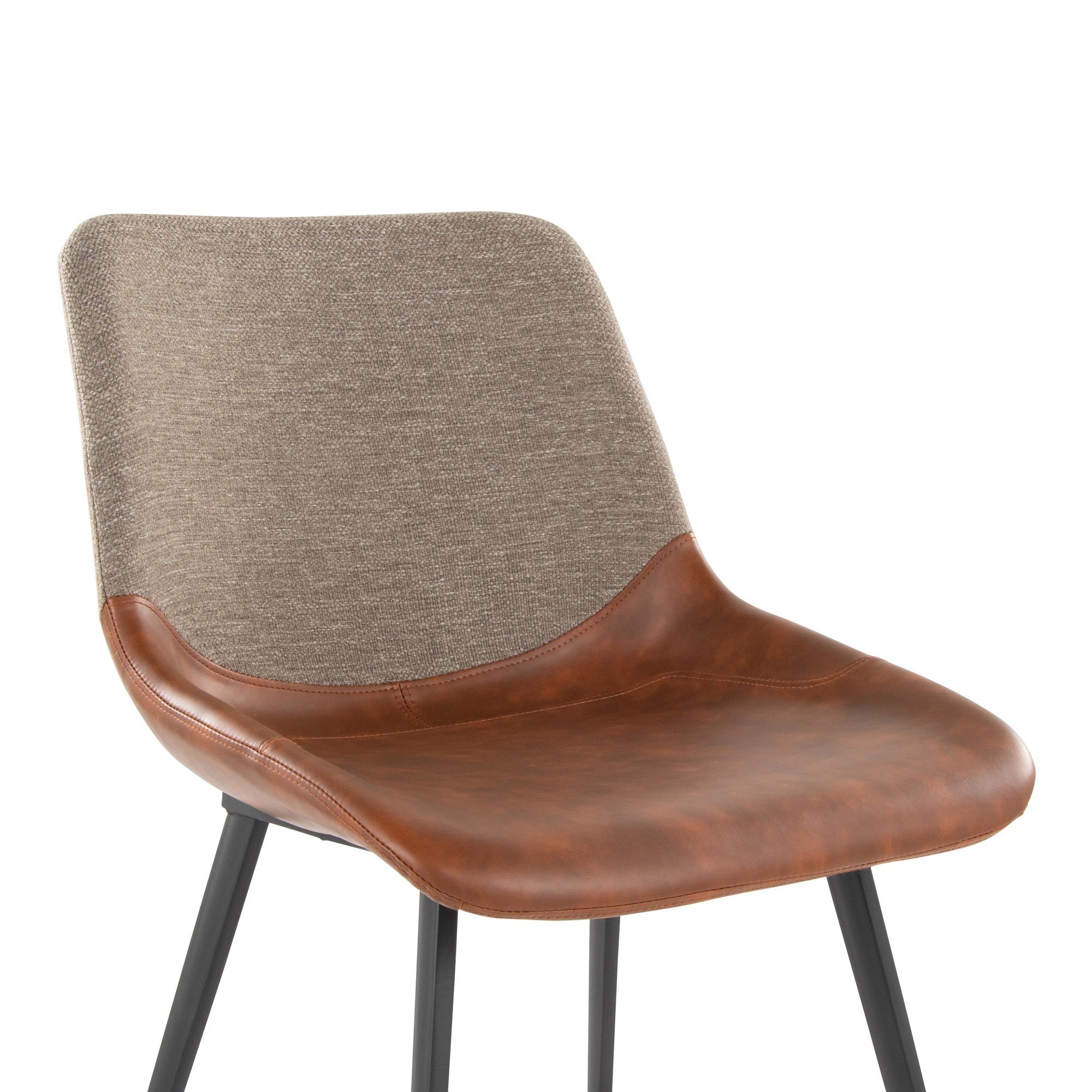 Outlaw Two-tone Chair - Set of 2 - Black Metal, Espresso PU, Brown Fabric