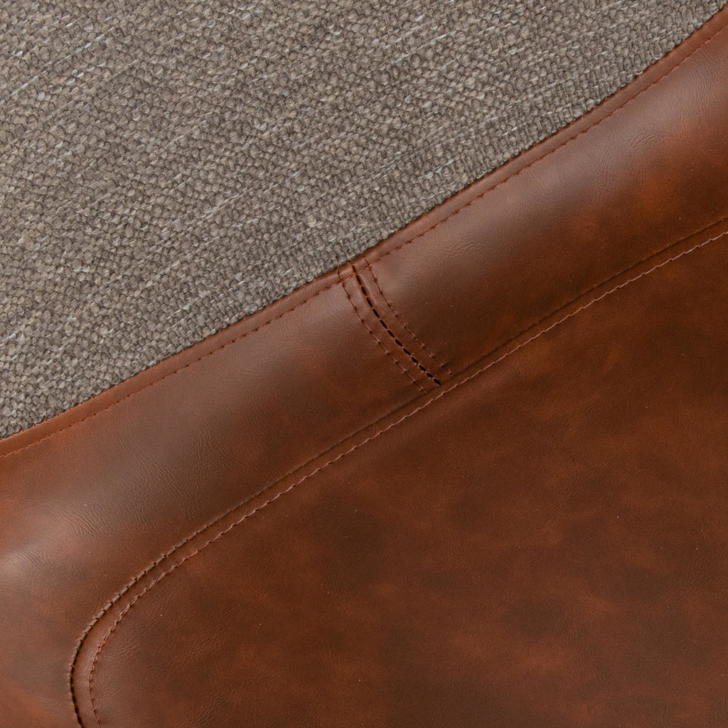 Outlaw Two-tone Chair - Set of 2 - Black Metal, Espresso PU, Brown Fabric