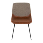 Outlaw Two-tone Chair - Set of 2 - Black Metal, Espresso PU, Brown Fabric