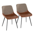 Outlaw Two-tone Chair - Set of 2 - Black Metal, Espresso PU, Brown Fabric