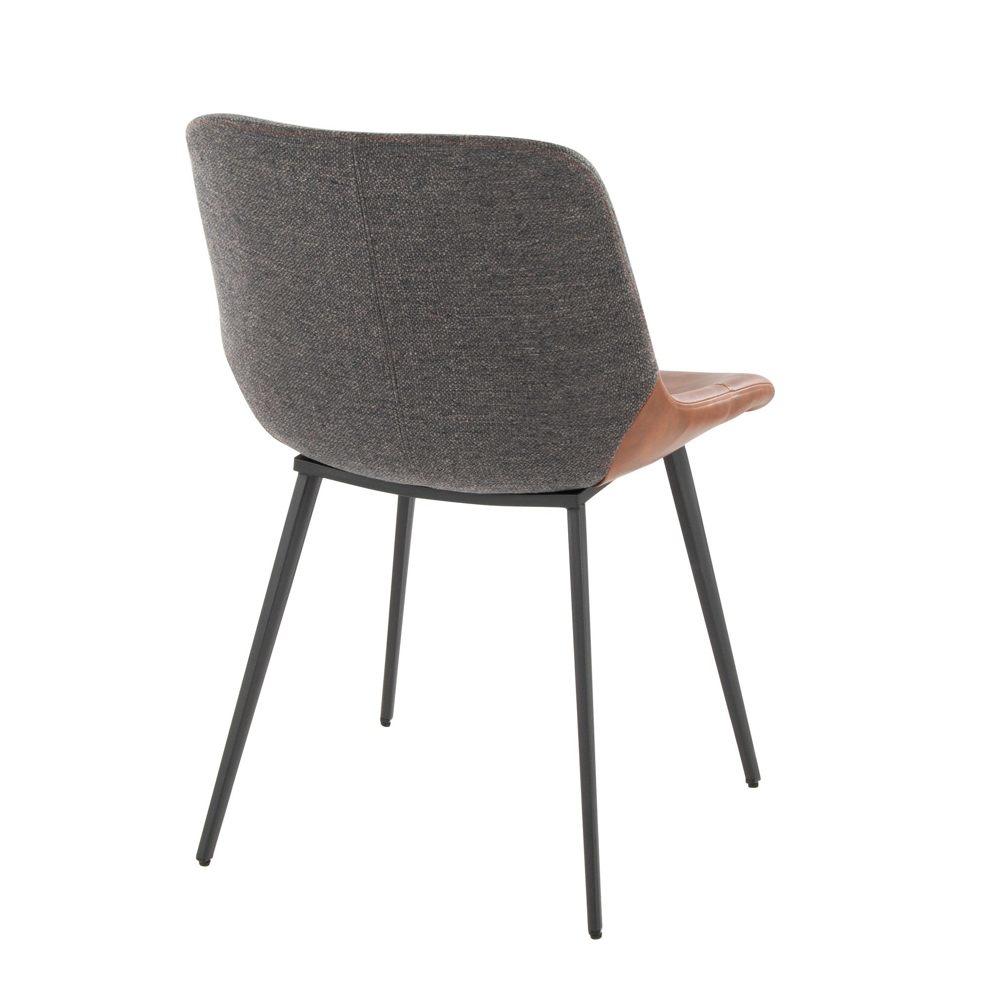 Outlaw Two-tone Chair - Set of 2 - Black Metal, Brown PU, Grey Fabric