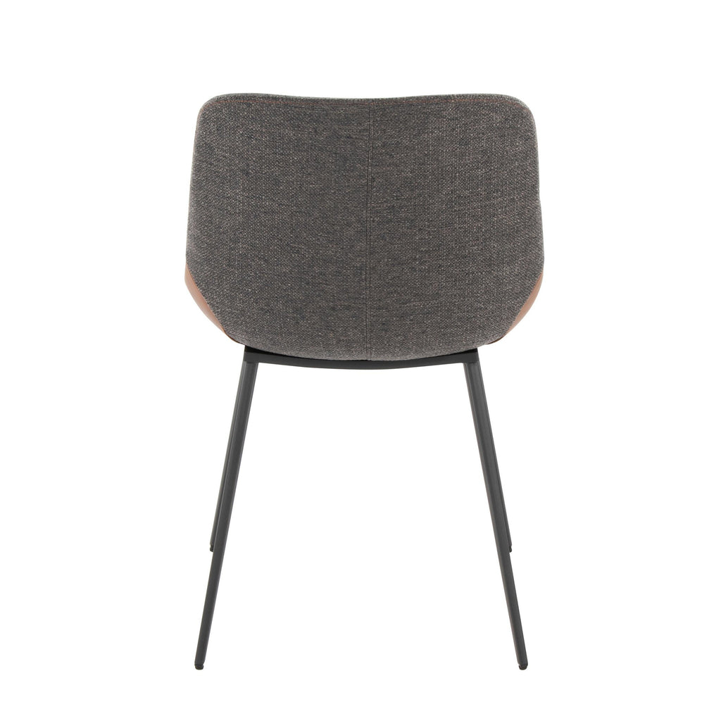 Outlaw Two-tone Chair - Set of 2 - Black Metal, Brown PU, Grey Fabric