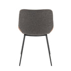 Outlaw Two-tone Chair - Set of 2 - Black Metal, Brown PU, Grey Fabric
