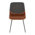 Outlaw Two-tone Chair - Set of 2 - Black Metal, Brown PU, Grey Fabric