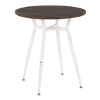 Clara-charlotte Round Dinette Set - 3 Piece - Vintage White Metal, Espresso Bamboo, Charcoal Fabric, White Textured Wood