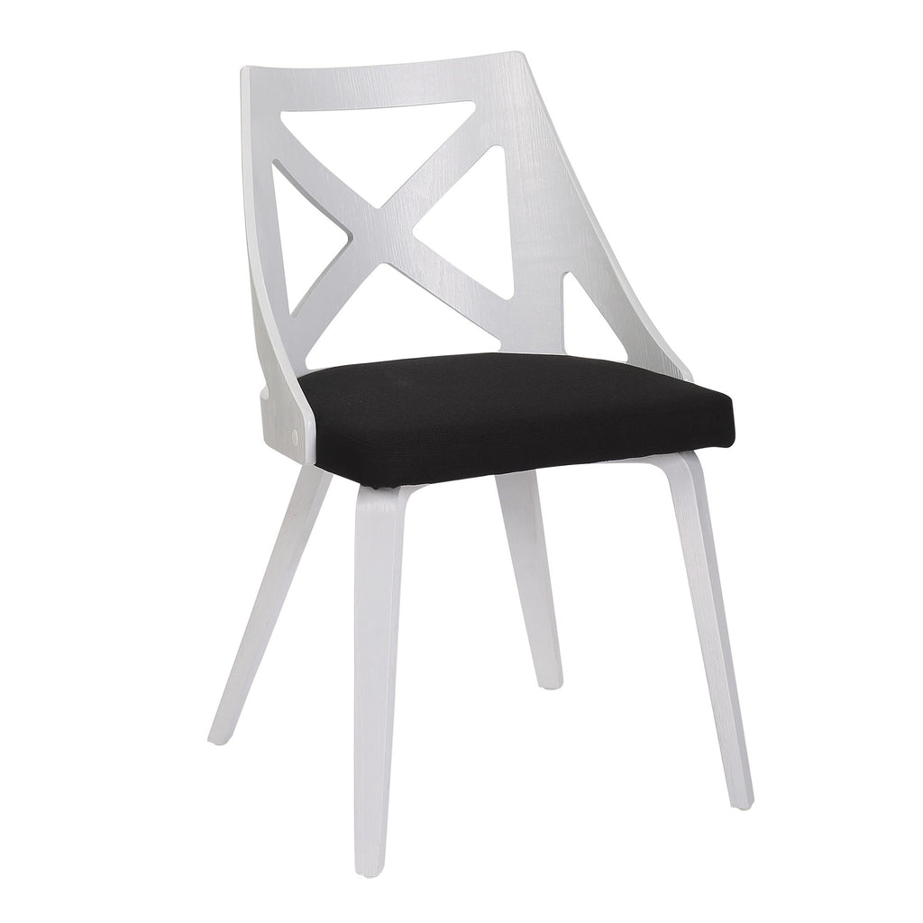 Clara-charlotte Round Dinette Set - 3 Piece - Vintage White Metal, Espresso Bamboo, Charcoal Fabric, White Textured Wood