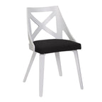 Clara-charlotte Round Dinette Set - 3 Piece - Vintage White Metal, Espresso Bamboo, Charcoal Fabric, White Textured Wood