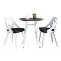 Clara-charlotte Round Dinette Set - 3 Piece - Vintage White Metal, Espresso Bamboo, Charcoal Fabric, White Textured Wood