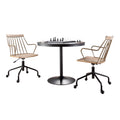 Dakota-preston Dining Set - 3 Piece - Black Metal, Black Wood, Antique Copper, Whitewashed Wood