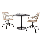 Dakota-preston Dining Set - 3 Piece - Black Metal, Black Wood, Antique Copper, Whitewashed Wood