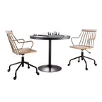 Dakota-preston Dining Set - 3 Piece - Black Metal, Black Wood, Antique Copper, Whitewashed Wood