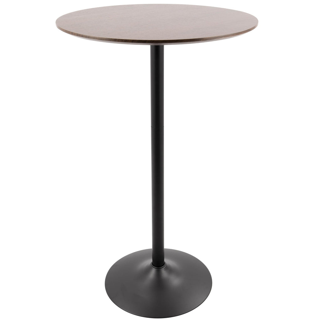 Pebble-mason Swivel Counter Height Dining Set - 3 Piece - Black Metal, Walnut Wood, White PU, Stainless Steel