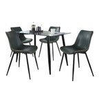 Clara-durango Dining Set - 5 Piece - Black Metal, Clear Glass, Green PU, Orange Zig Zag Stitching