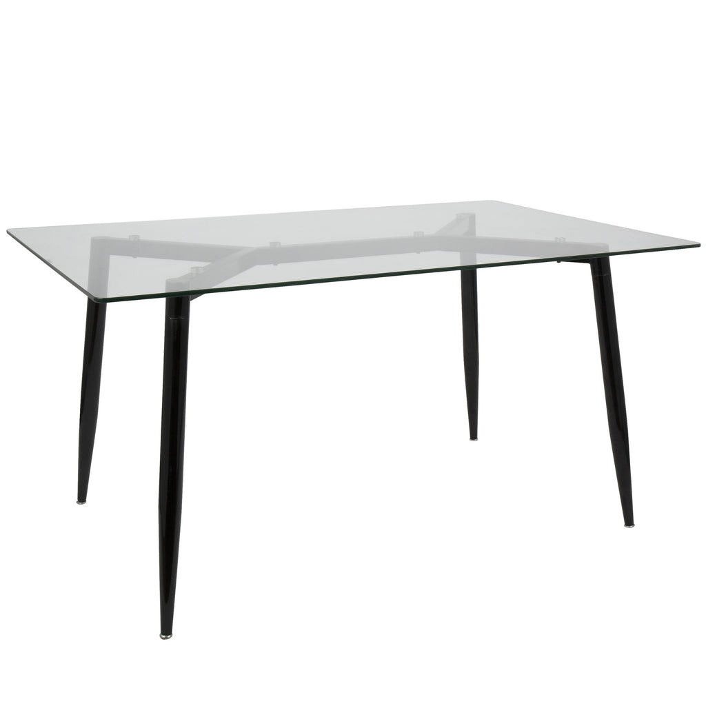 Clara-marcel Dining Set - 5 Piece - Black Metal, Clear Glass, Silver Velvet
