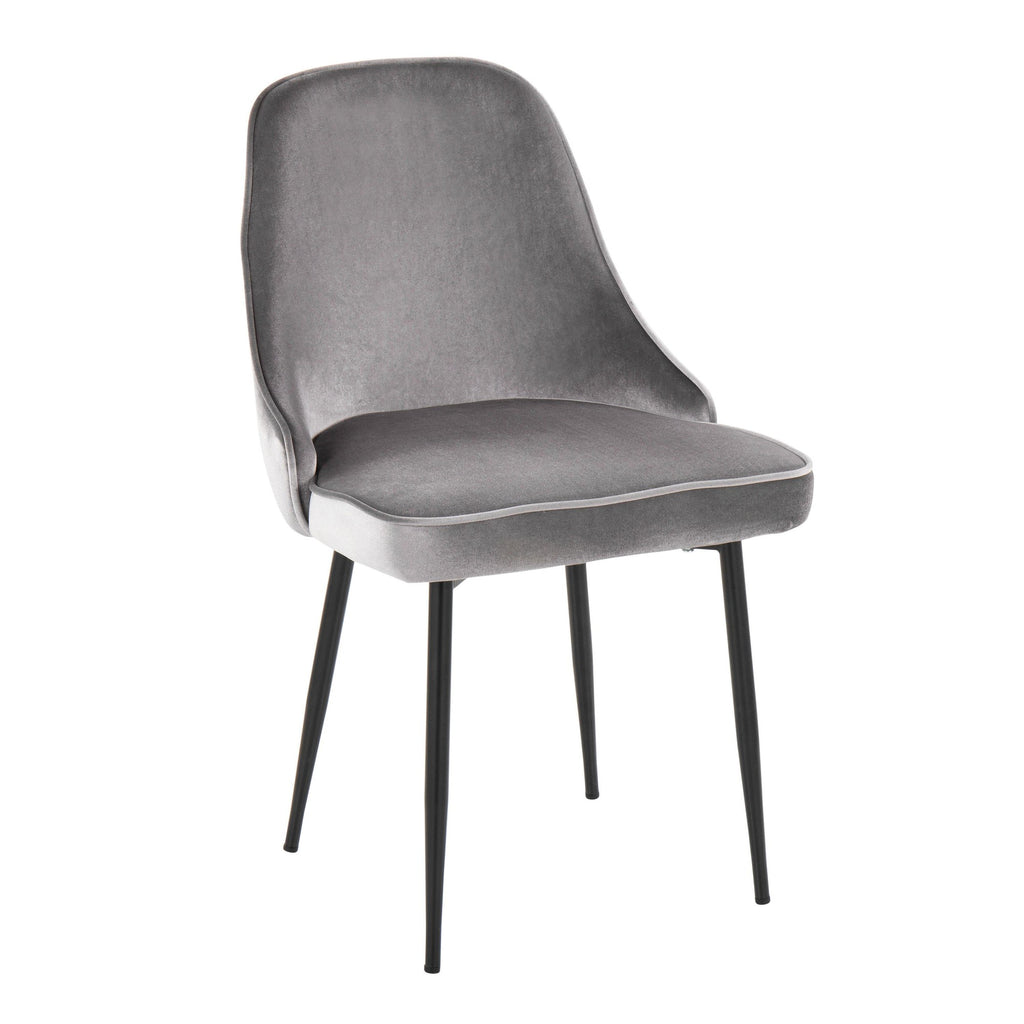 Clara-marcel Dining Set - 5 Piece - Black Metal, Clear Glass, Silver Velvet