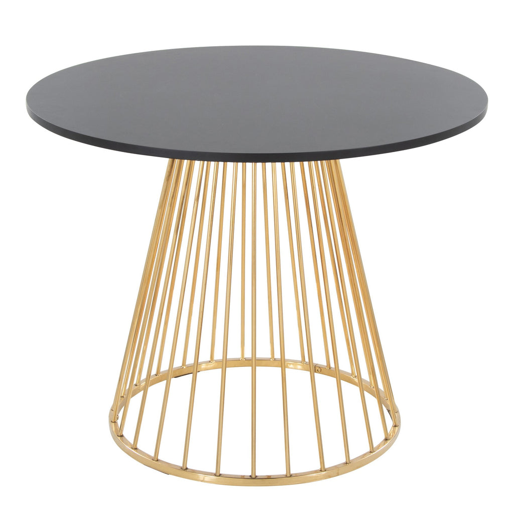 Canary-cinch Dining Set - 5 Piece - Gold Metal, Black MDF, Black PU