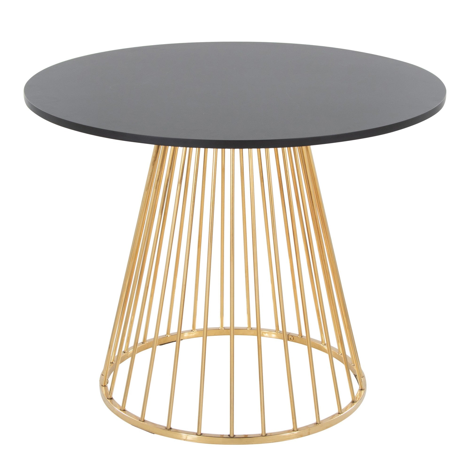 Canary-cinch Dining Set - 5 Piece - Gold Metal, Black MDF, Black PU