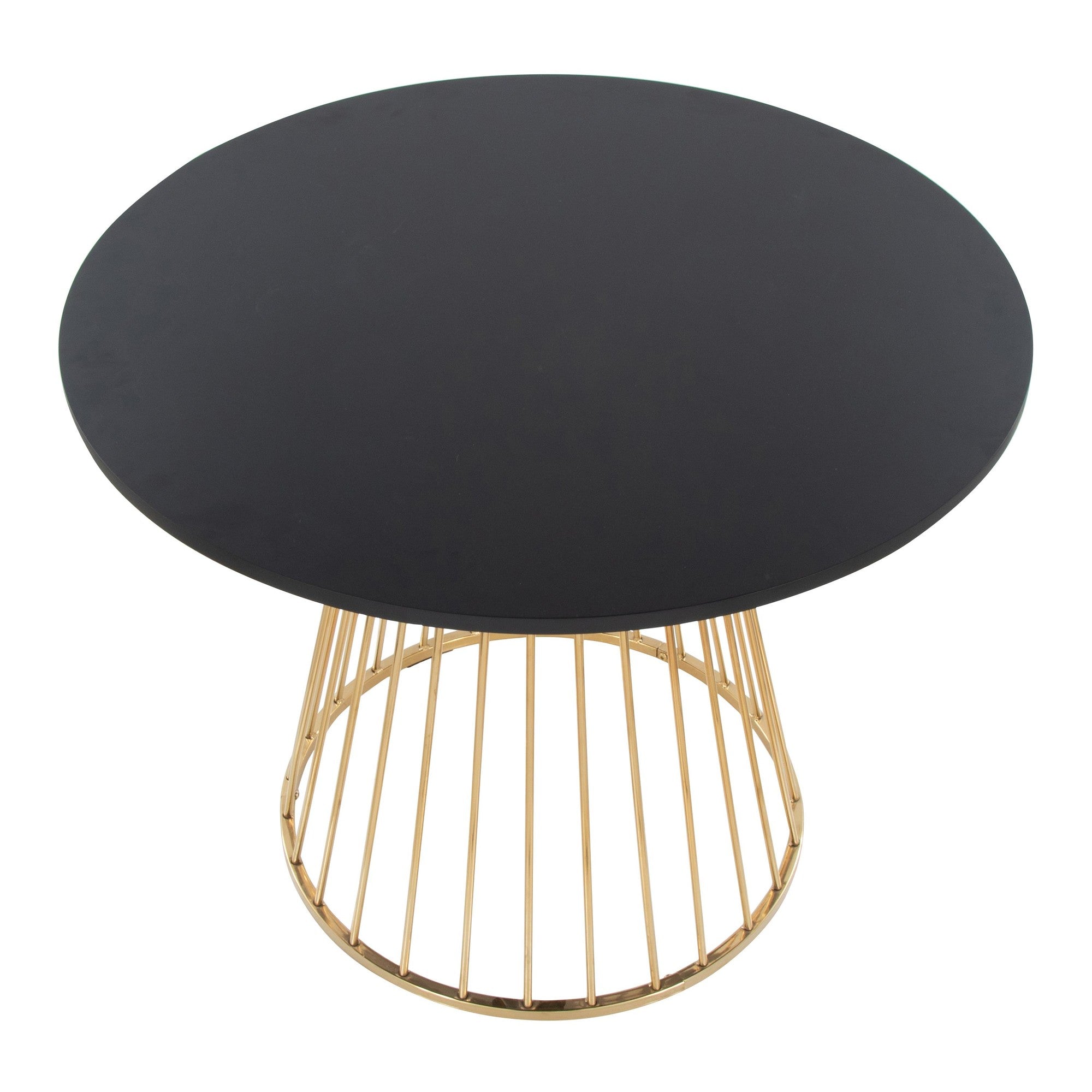 Canary-cinch Dining Set - 5 Piece - Gold Metal, Black MDF, Black PU