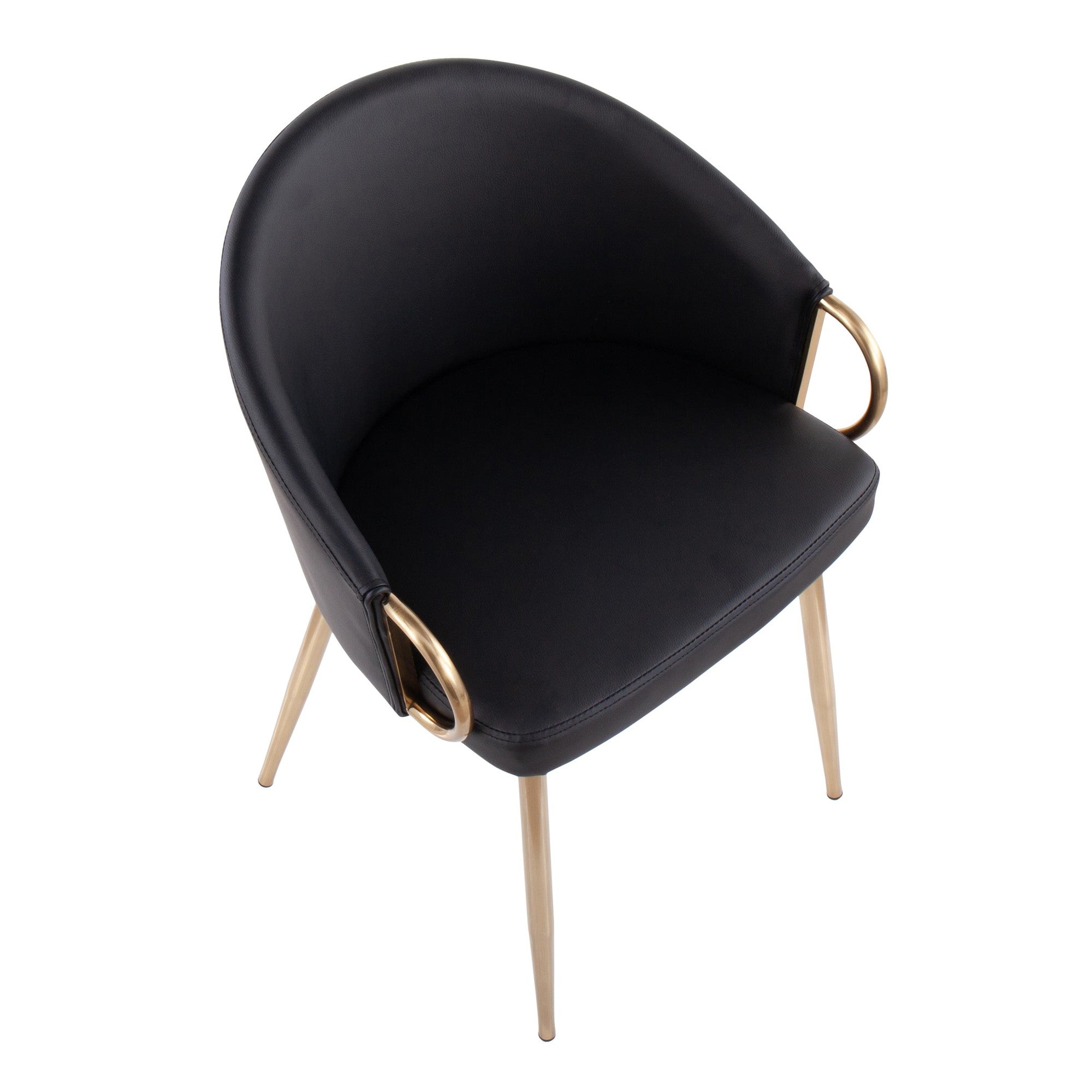 Canary-claire Dining Set - 5 Piece - Gold Metal, Black MDF, Black PU