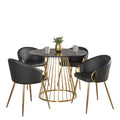 Canary-claire Dining Set - 5 Piece - Gold Metal, Black MDF, Black PU