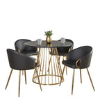 Canary-claire Dining Set - 5 Piece - Gold Metal, Black MDF, Black PU