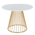 Canary-cinch Dining Set - 5 Piece - Gold Metal, White MDF, White PU