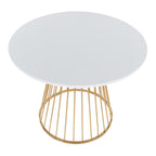 Canary-cinch Dining Set - 5 Piece - Gold Metal, White MDF, White PU