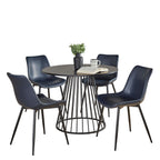 Canary-durango Dining Set - 5 Piece - Black Metal, Black MDF, Blue PU