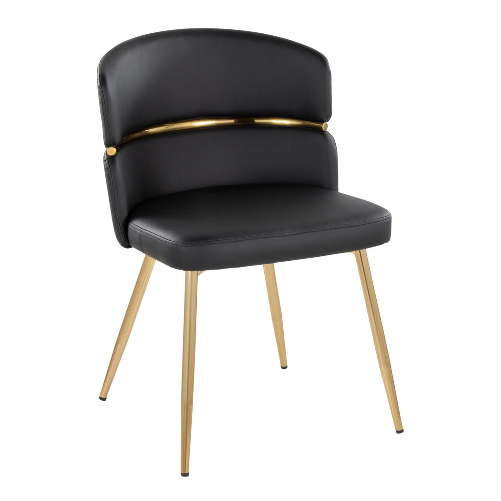 Cosmo-cinch Dining Set - 5 Piece - Gold Metal, Black MDF, Black PU
