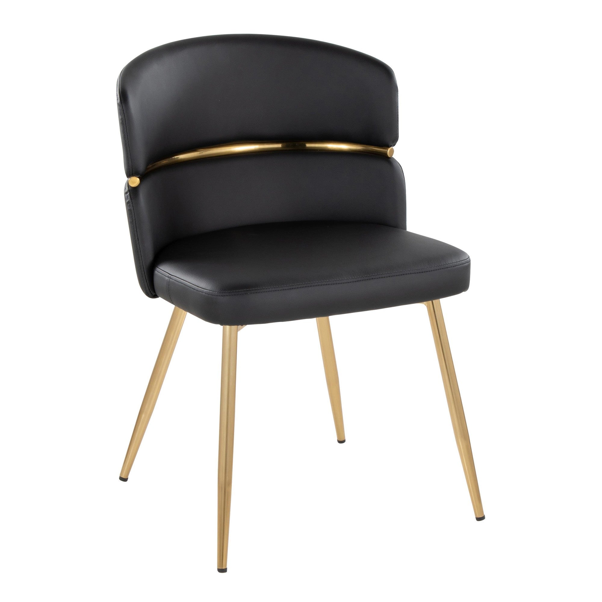 Cosmo-cinch Dining Set - 5 Piece - Gold Metal, Black MDF, Black PU